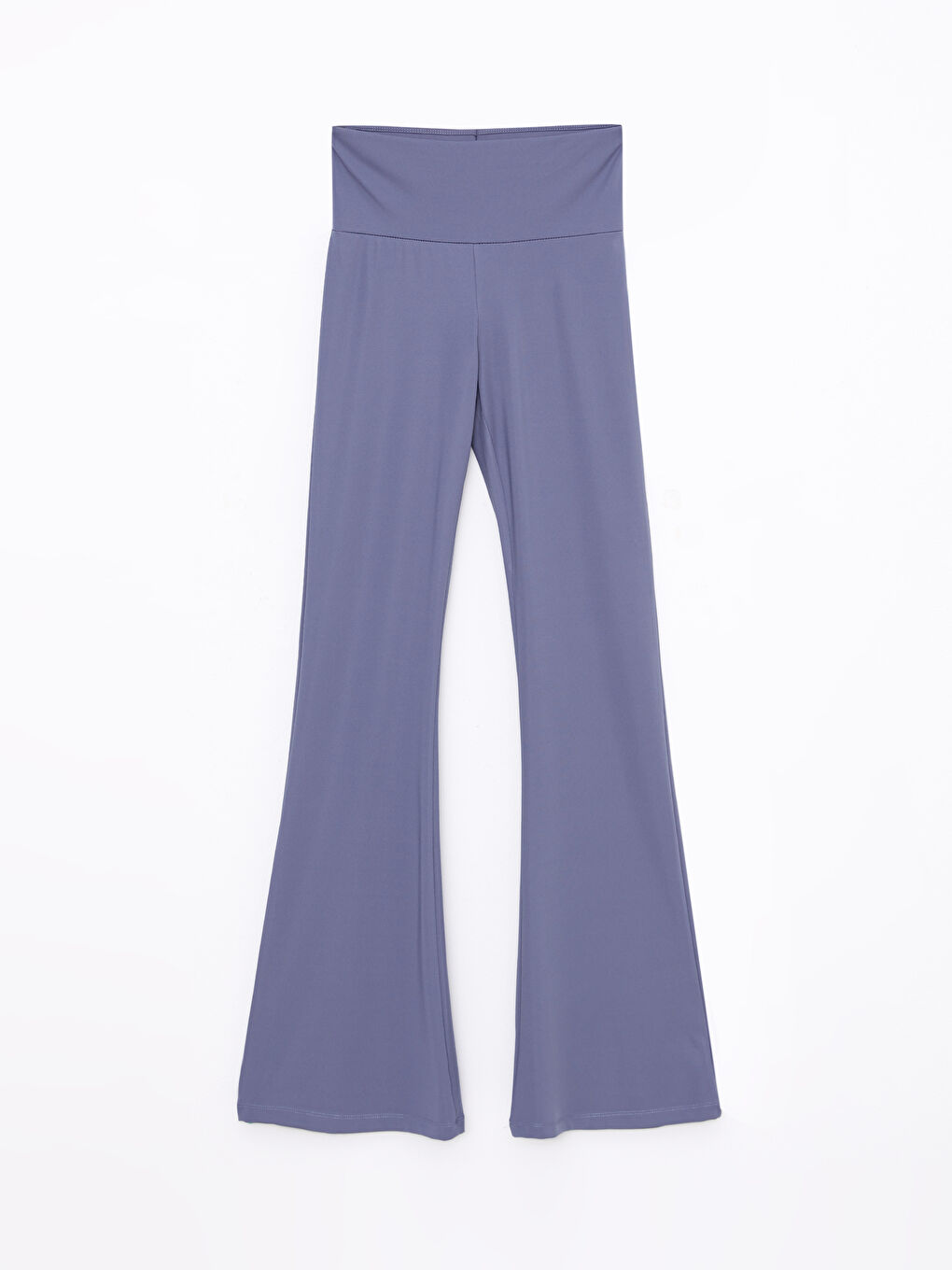 Mavi Beli Lastikli İspanyol Paça Kadın Tayt Pantolon-5