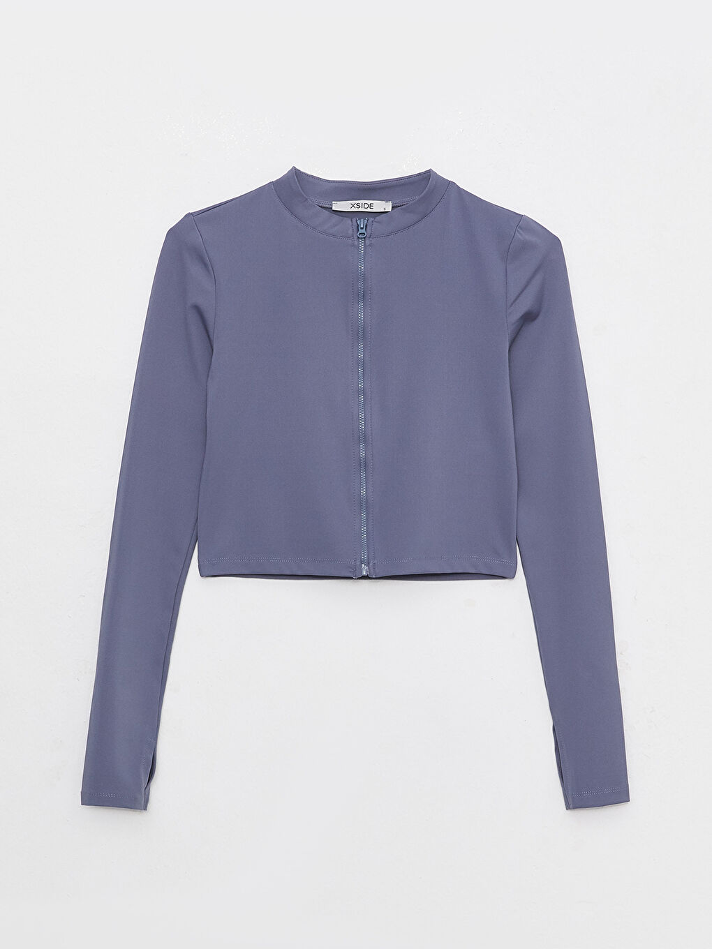 Mavi Dik Yaka Kadın Spor Hırka-5