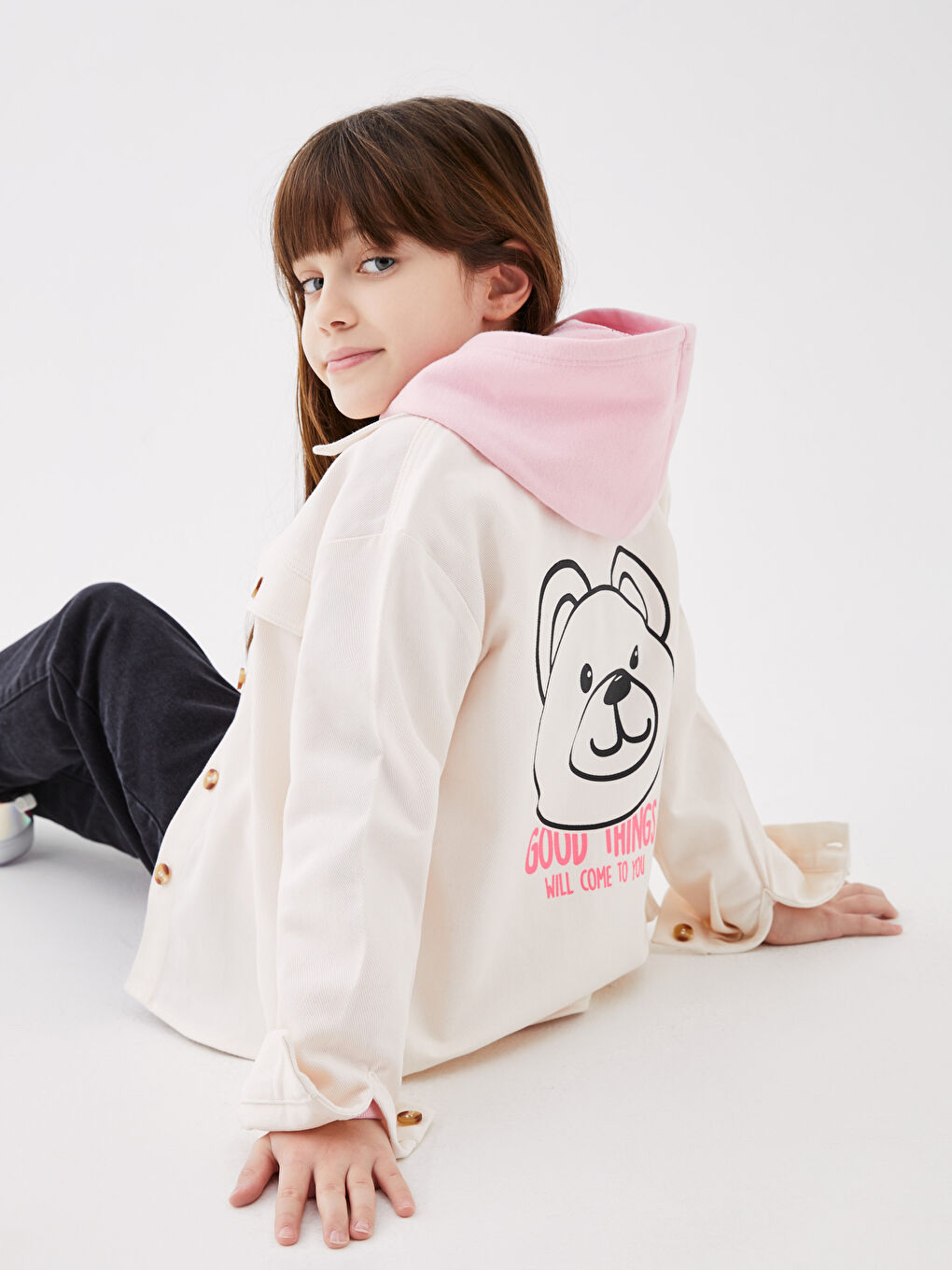 Printed Long Sleeve Girl's Shirt Jacket and Keychain