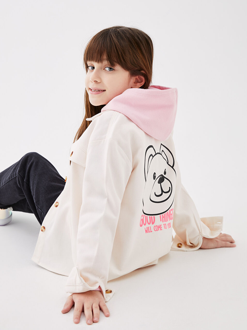 Printed Long Sleeve Girl's Shirt Jacket and Keychain-1
