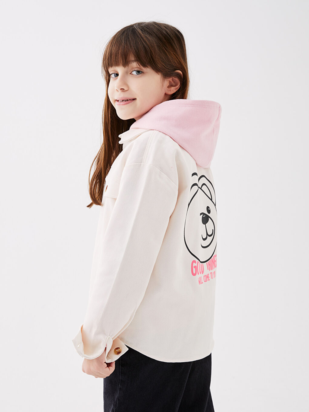 Printed Long Sleeve Girl's Shirt Jacket and Keychain-2