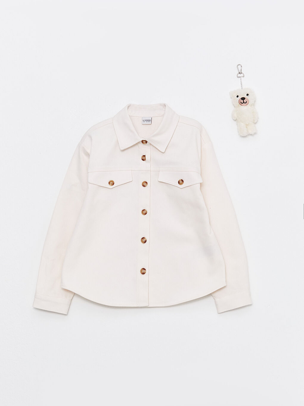 Printed Long Sleeve Girl's Shirt Jacket and Keychain-3