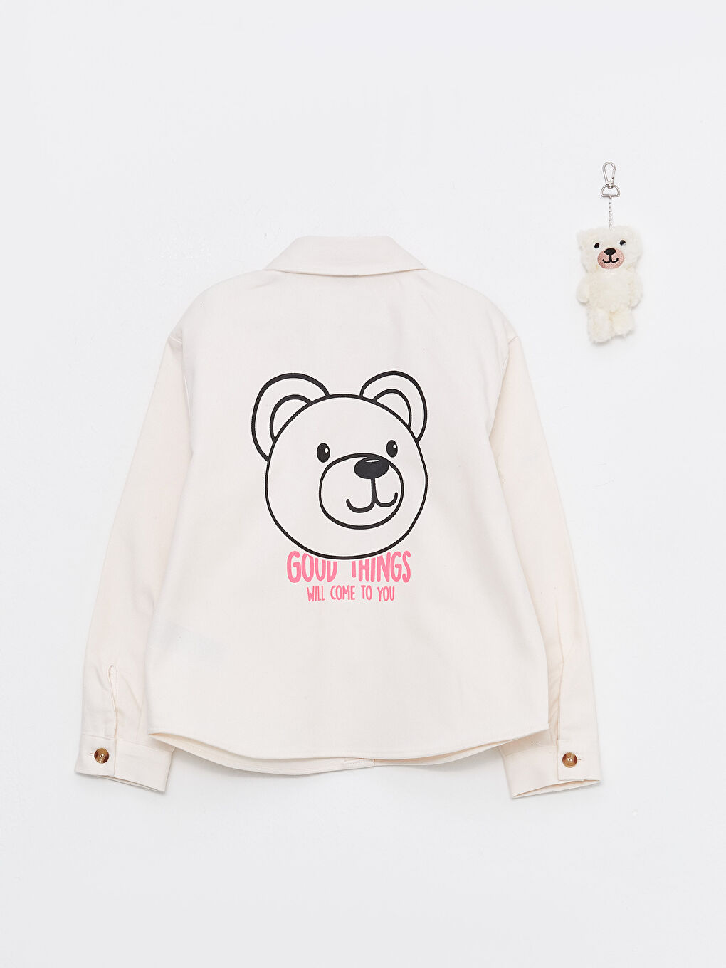 Printed Long Sleeve Girl's Shirt Jacket and Keychain-4