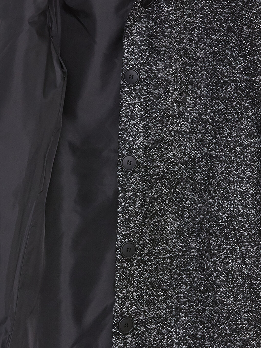 Siyah Gömlek Yaka Desenli Uzun Kollu Kadın Kaşe Kaban-8