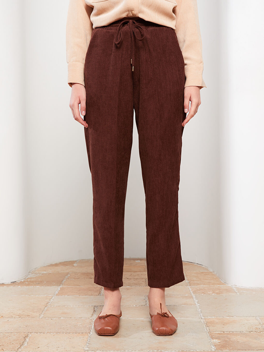 بنطلون سادة واسع للسيدات-2