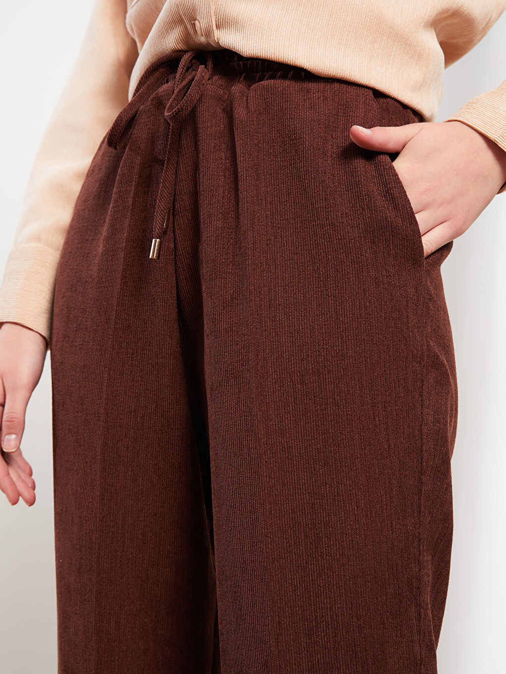 بنطلون سادة واسع للسيدات-4