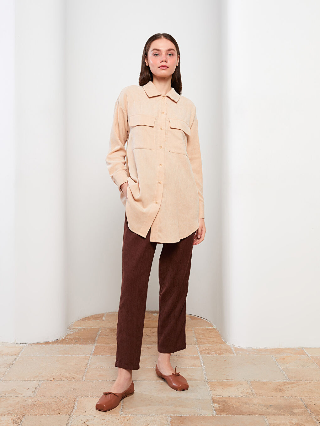 بنطلون سادة واسع للسيدات-1