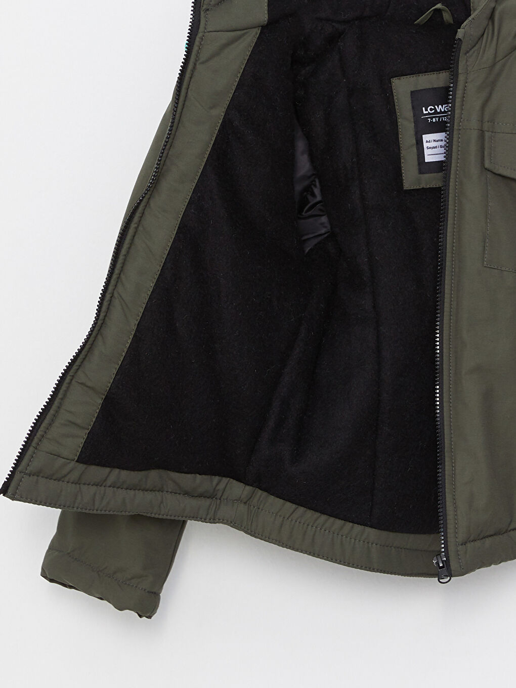 Haki Kapüşonlu Basic Erkek Çocuk Mont-1