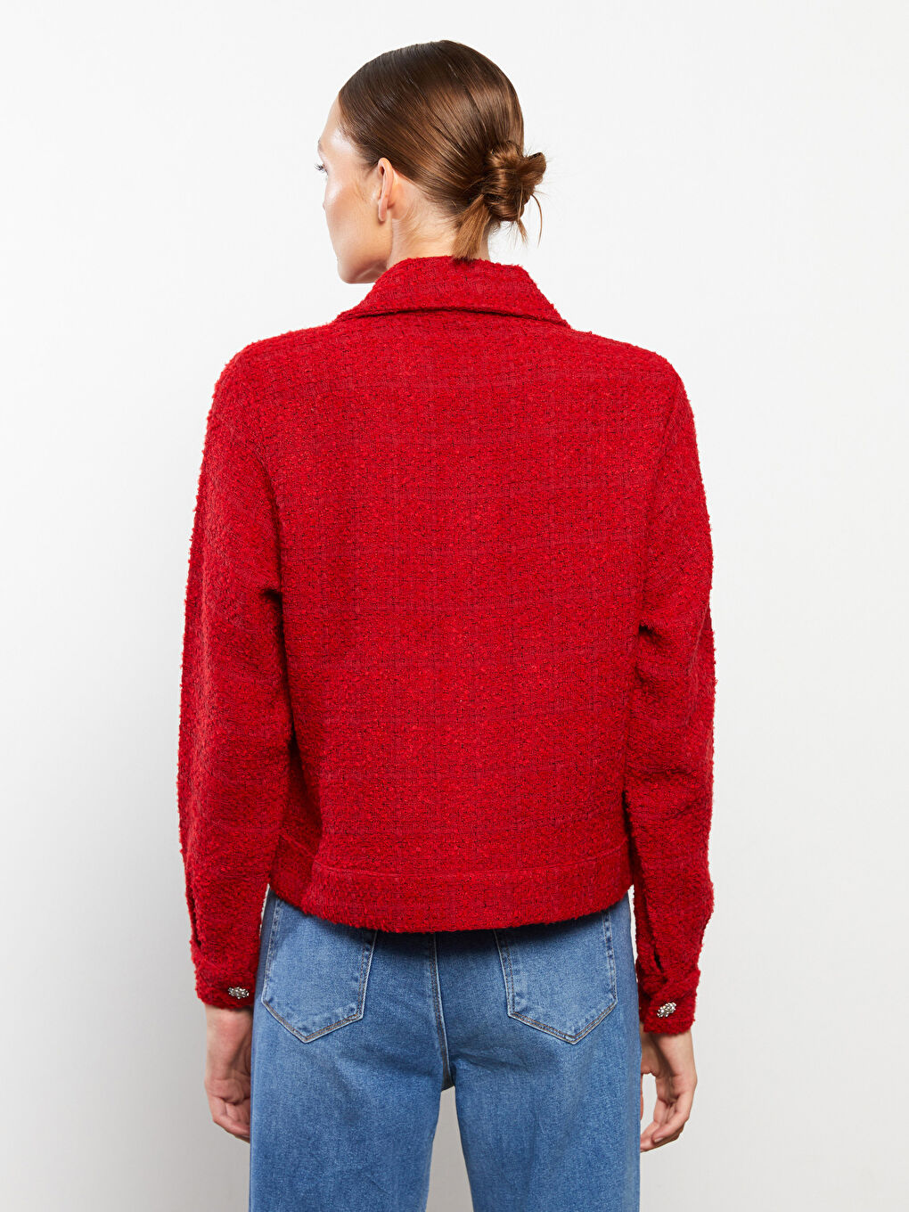 LCWAIKIKI Classic Buttoned Regular Long Sleeve Women's Tweed Shirt Jacket -W2H534Z8-ST7