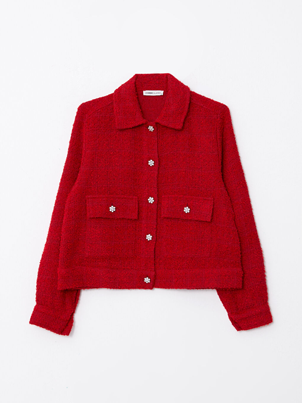 LCWAIKIKI Classic Buttoned Regular Long Sleeve Women's Tweed Shirt Jacket -W2H534Z8-ST7