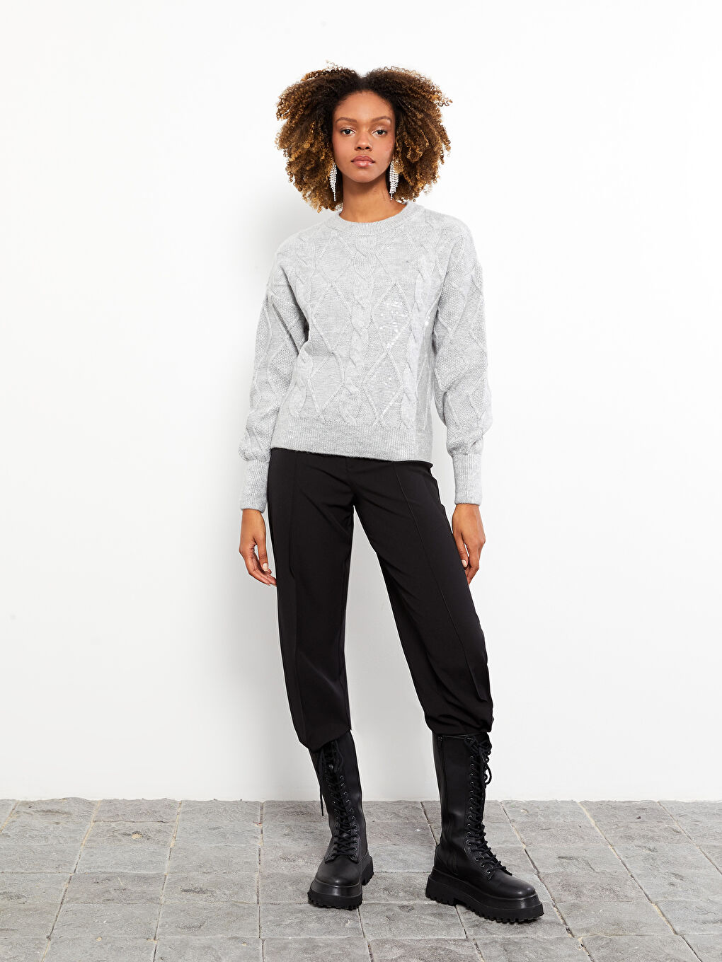 LCW Vision Crew Neck Patterned Long Sleeve Women's Knitwear