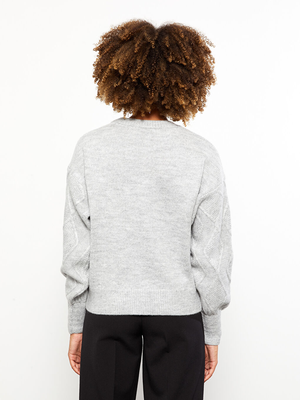 Crew Neck Patterned Long Sleeve Women's Knitwear Sweater-4