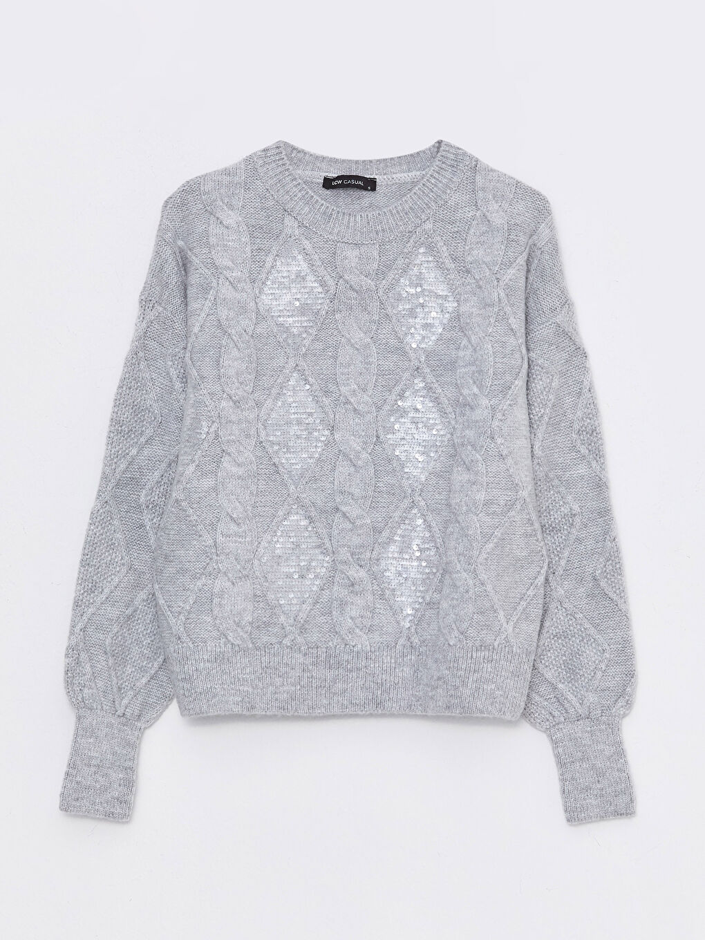 Crew Neck Patterned Long Sleeve Women's Knitwear Sweater-5