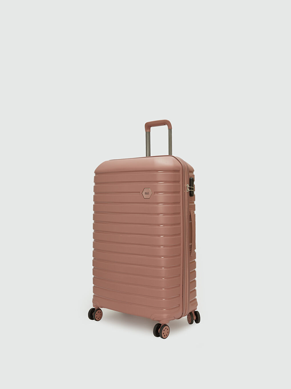 Pembe Kilit Detaylı Çekme Mekanizmalı Küçük Boy Valiz-1