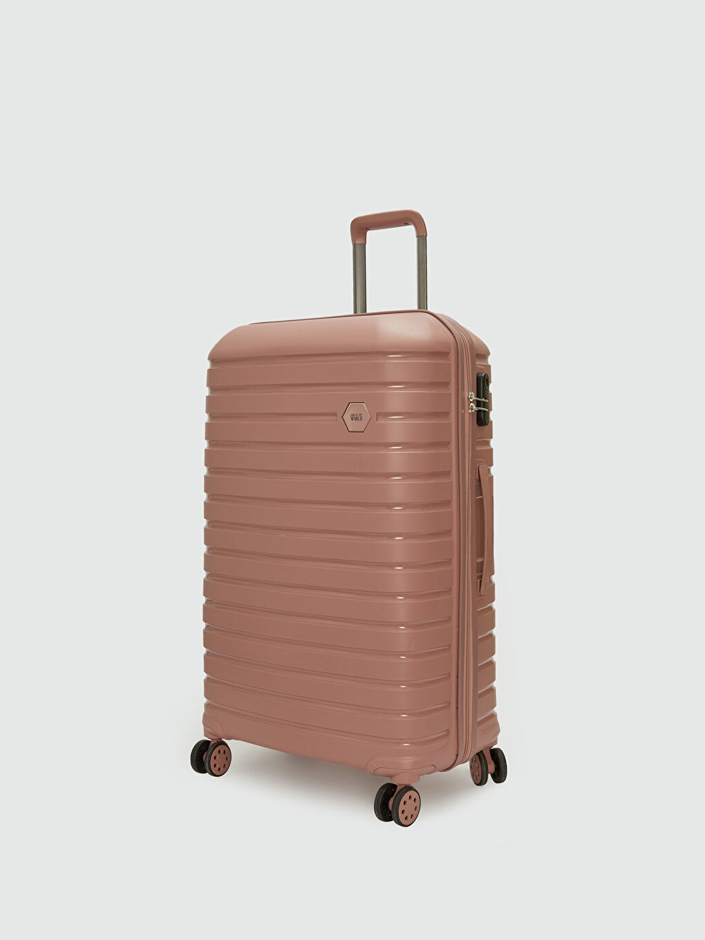 Pembe Kilit Detaylı Çekme Mekanizmalı Orta Boy Valiz-1