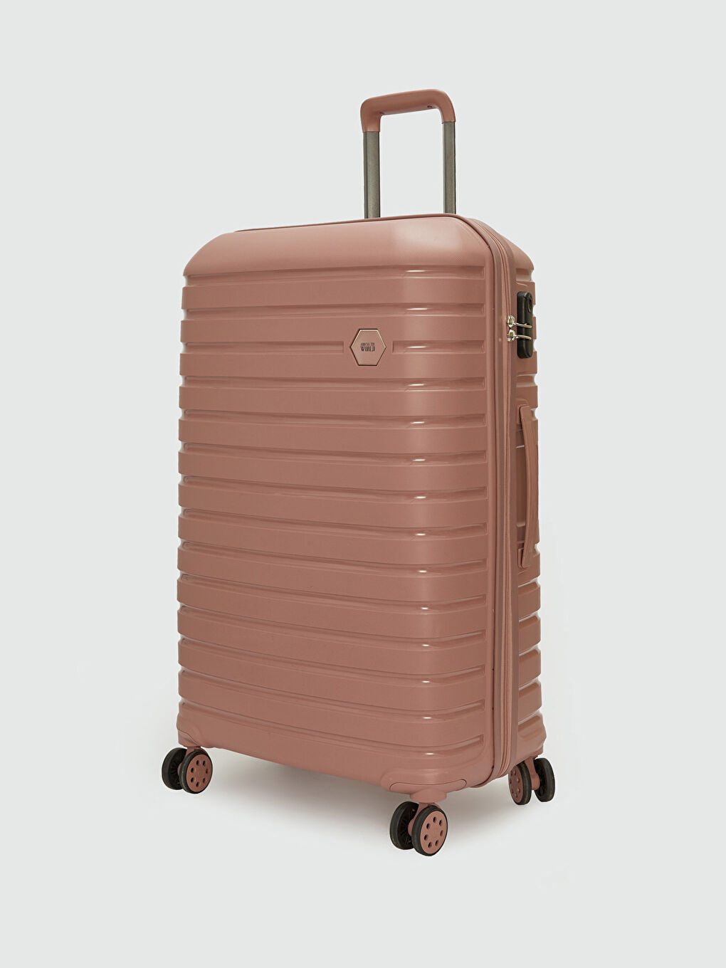 Pembe Kilit Detaylı Çekme Mekanizmalı Büyük Boy Valiz-1