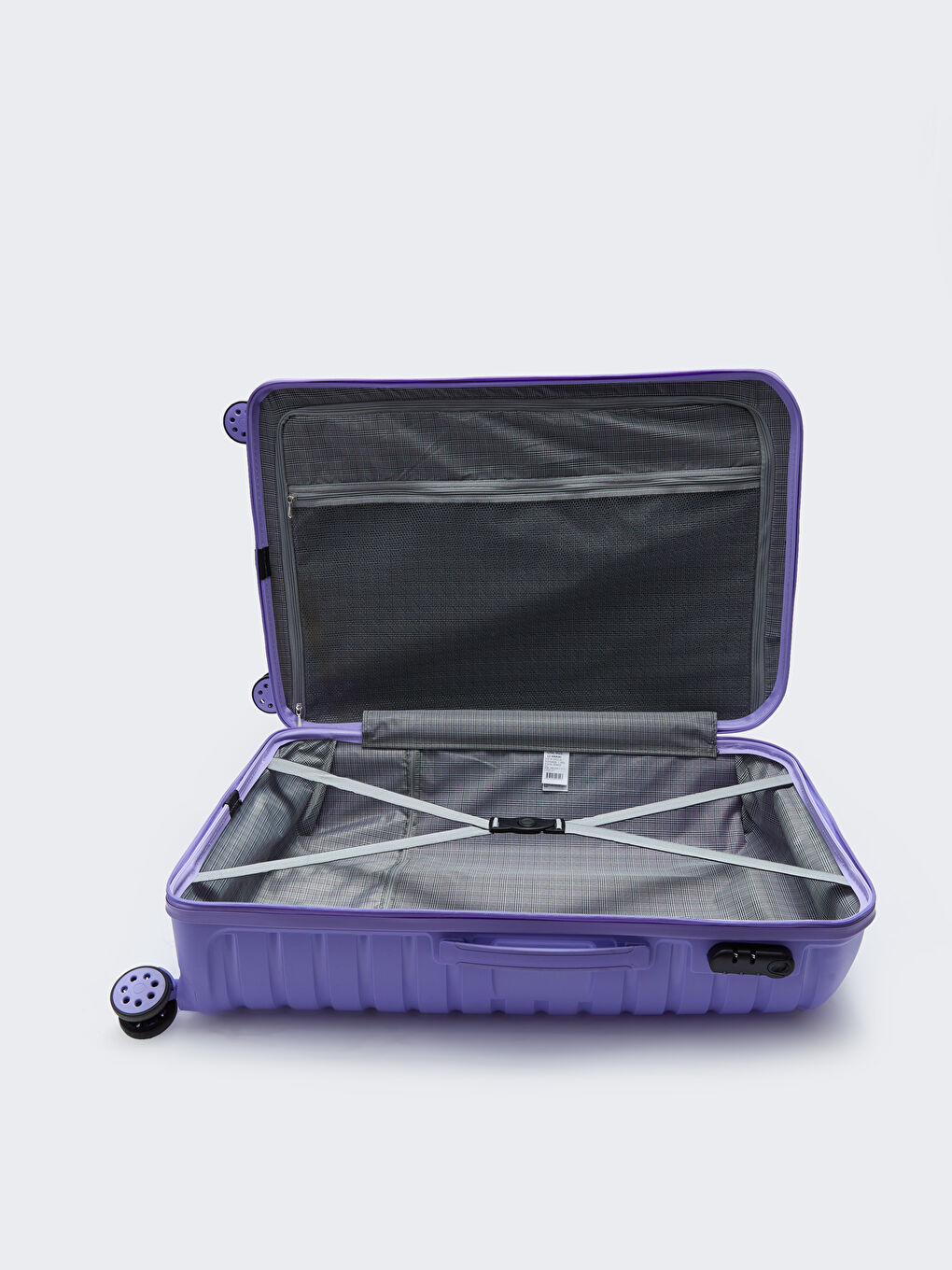 Mor Kilit Detaylı Çekme Mekanizmalı Büyük Boy Valiz-3