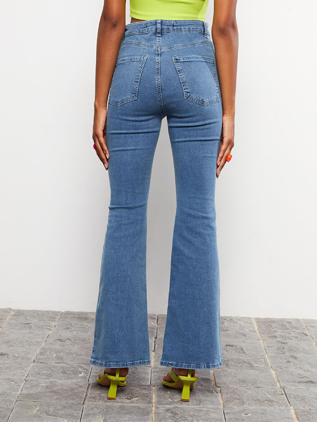 High Waisted Slim Fit Regular Pocket Detailed Women's Rodeo Denim Trousers-4