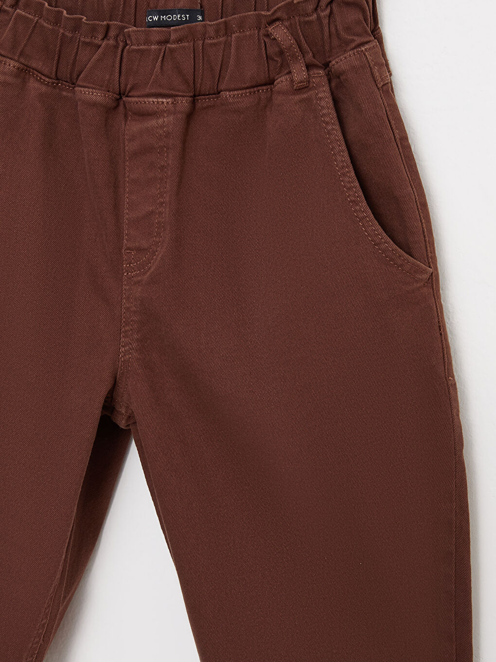 Kahverengi Rahat Kalıp Düz Gabardin Kadın Pantolon-7