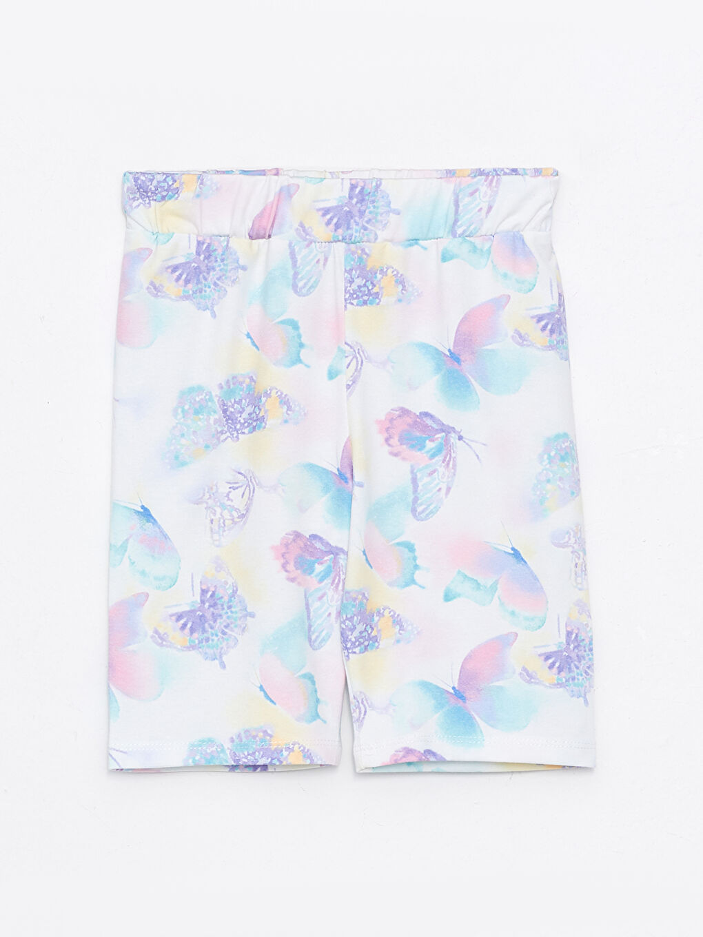 Mavi Beli Lastikli Baskılı Kız Çocuk Kısa Tayt