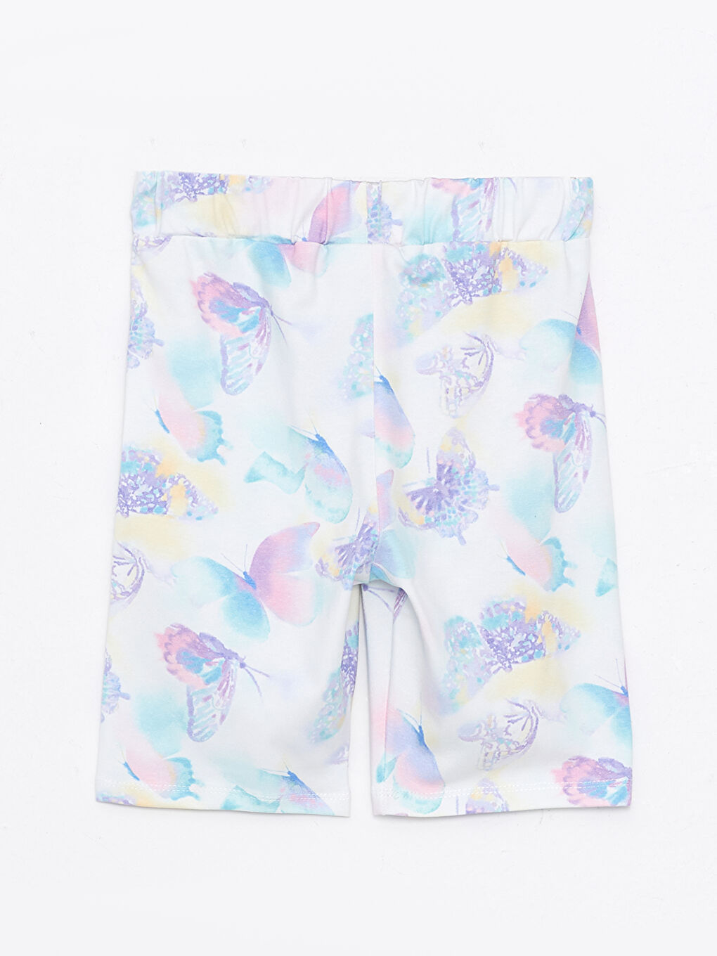 Mavi Beli Lastikli Baskılı Kız Çocuk Kısa Tayt-1