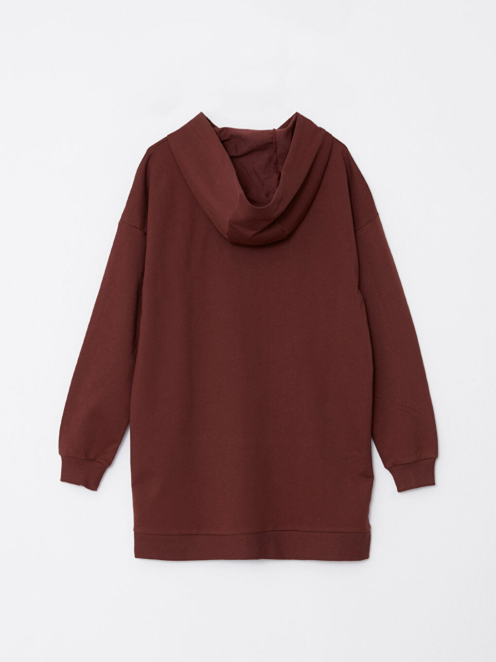 LCW Modest Kahverengi Kapüşonlu Baskılı Oversize Kadın Sweatshirt Tunik - 6