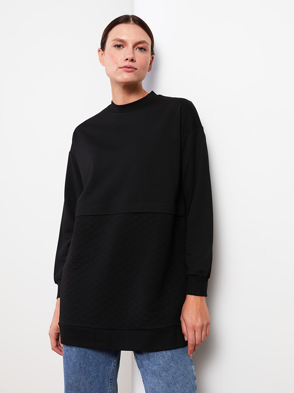 Patterned Oversize Women's Sweatshirt Tunic