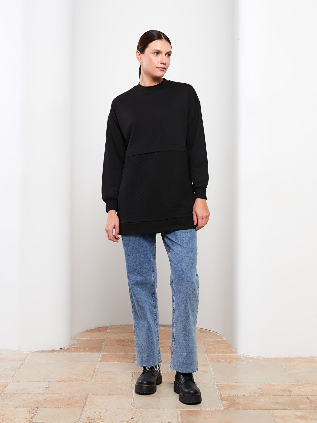 Patterned Oversize Women's Sweatshirt Tunic-2