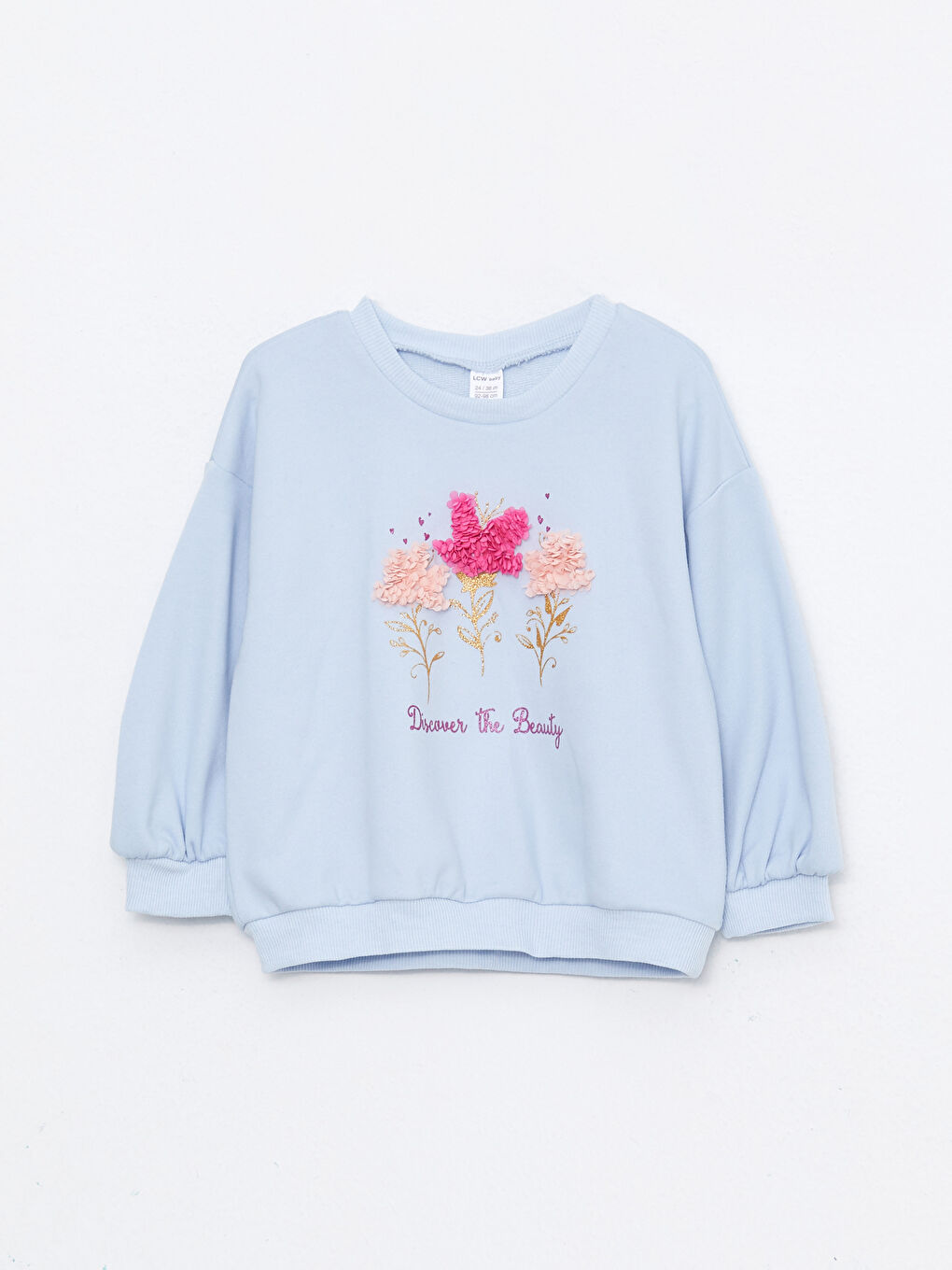 Mavi Bisiklet Yaka Uzun Kollu Baskılı Kız Bebek Sweatshirt