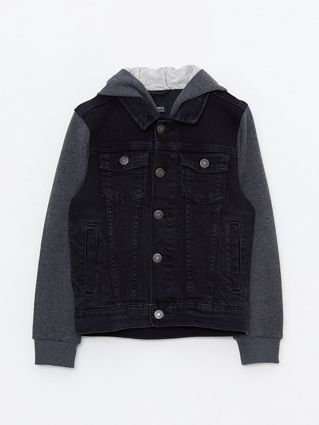 Siyah Kapüşonlu Erkek Çocuk Jean Ceket