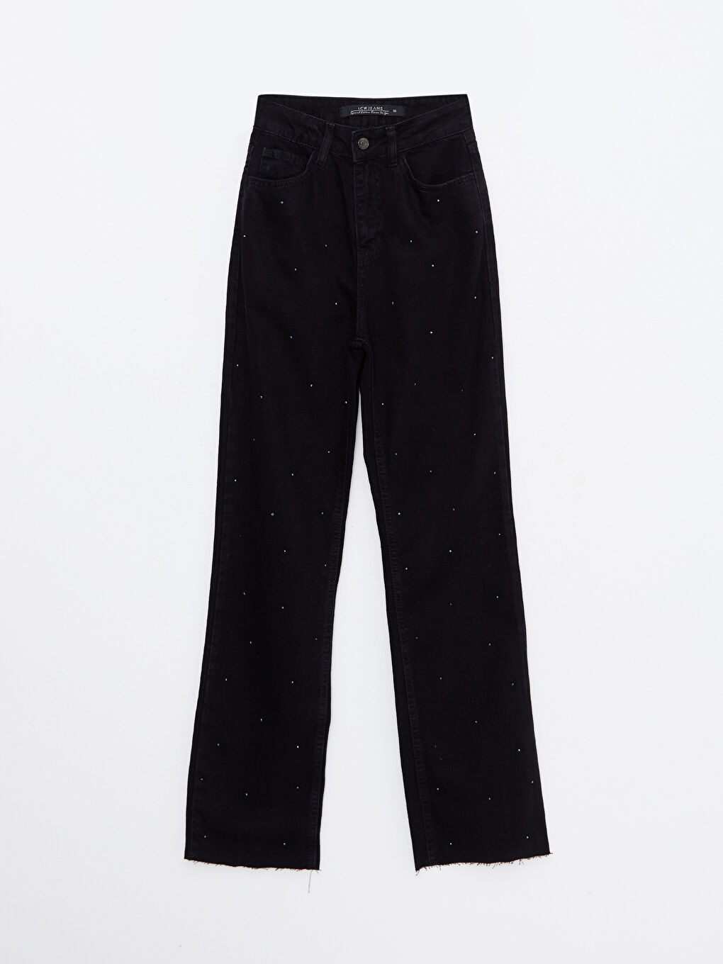 LCW Modest Siyah Straight Fit Taşlı Kadın Jean Pantolon - 5