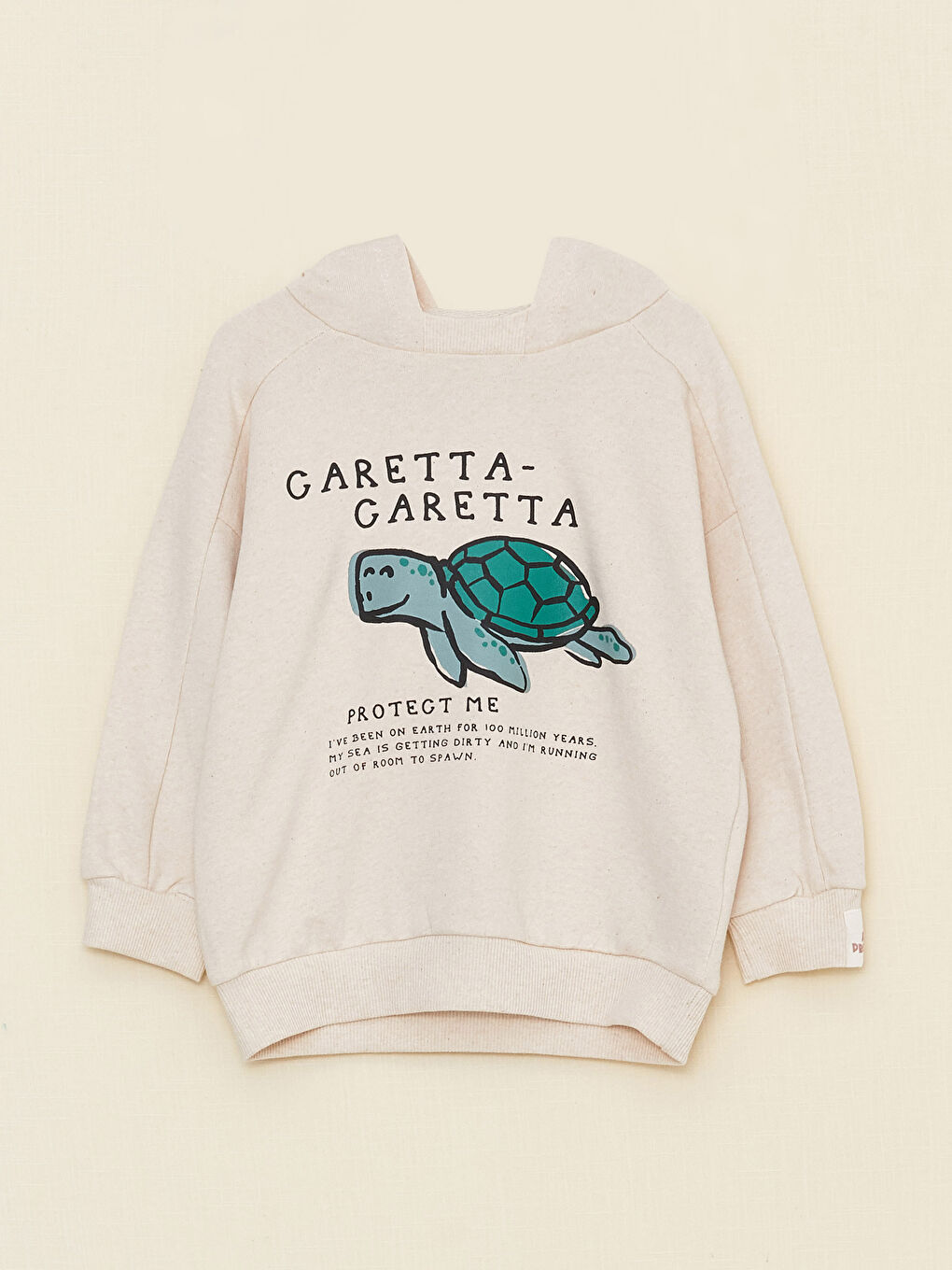 LCW baby Bej Kapüşonlu Uzun Kollu Baskılı Erkek Bebek Sweatshirt