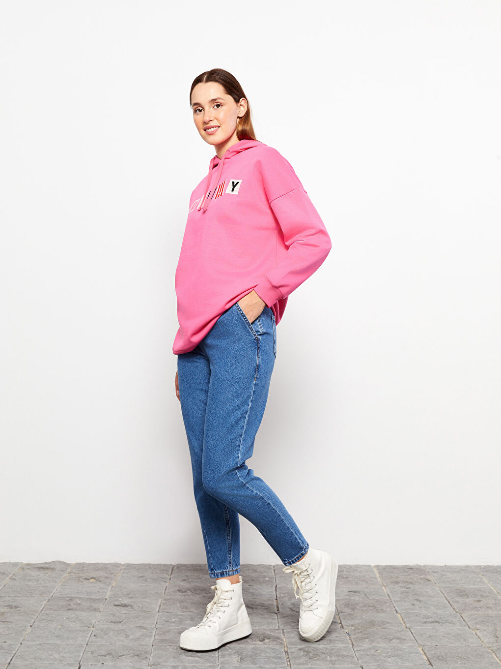 İndigo Kadın Harem Fit Düz Jean Pantolon-1