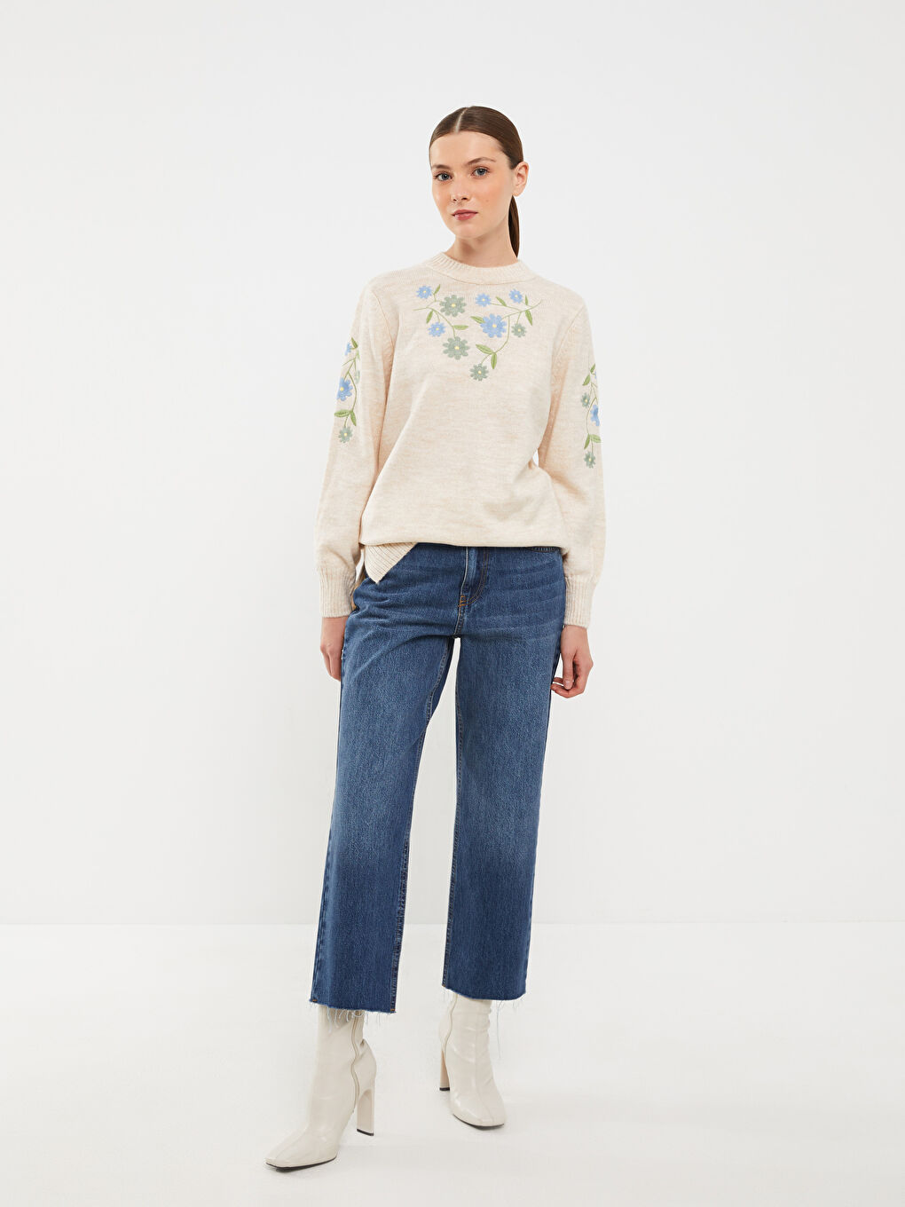 İndigo Kadın Boyfriend Düz Jean Pantolon-1