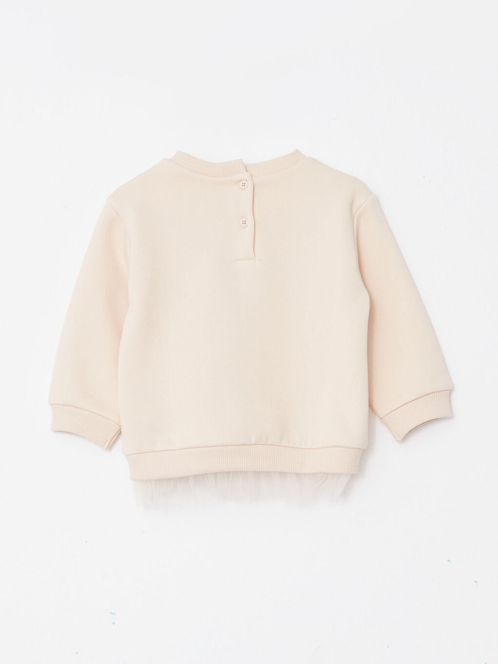 Bej Bisiklet Yaka Uzun Kollu Baskılı Kız Bebek Sweatshirt-1