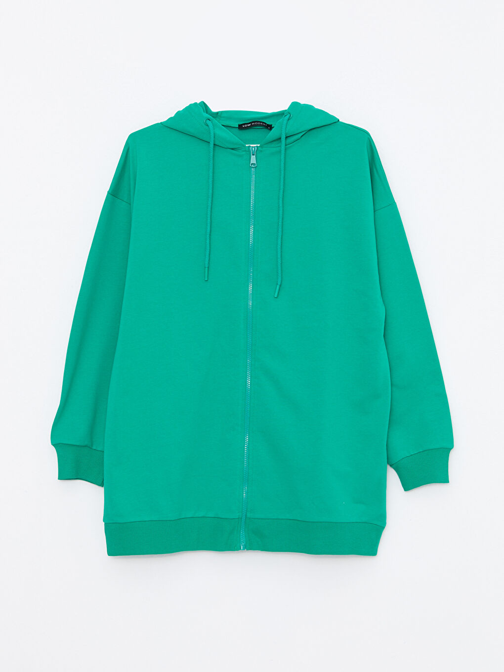 Yeşil Kapüşonlu Düz Uzun Kollu Oversize Kadın Spor Hırka-10