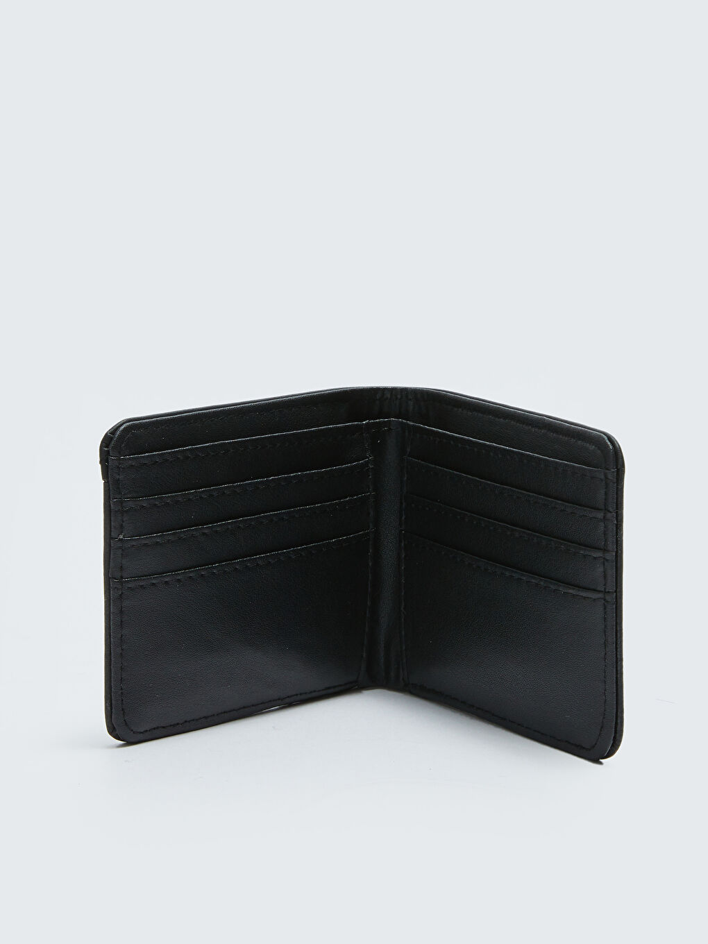 Siyah Deri Görünümlü Yazı Baskılı Erkek Cüzdan-2