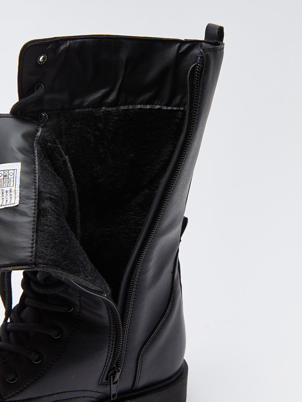 Siyah Deri Görünümlü Kız Çocuk Çizme-5