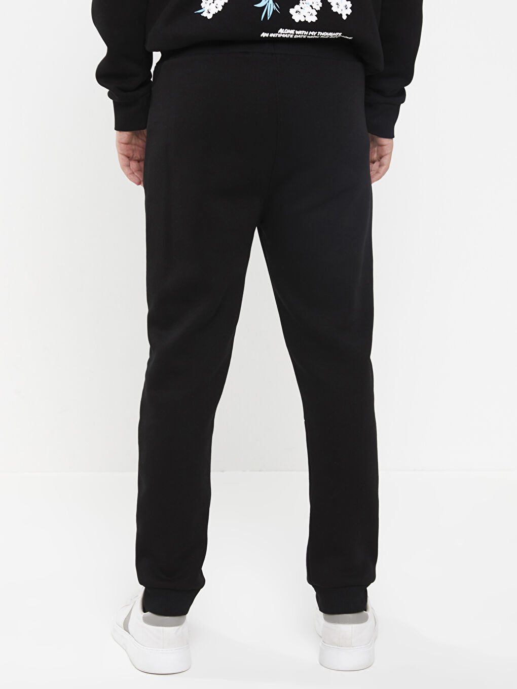 Siyah Standart Kalıp Erkek Kalın Jogger Eşofman Altı-4