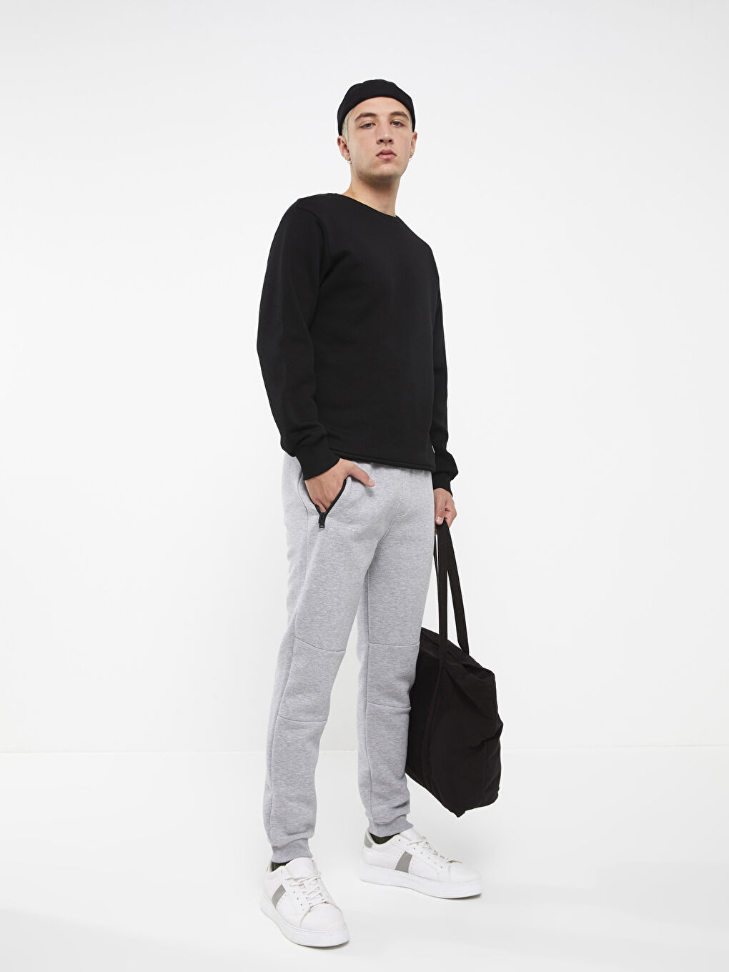 Gri Standart Kalıp Erkek Kalın Jogger Eşofman Altı