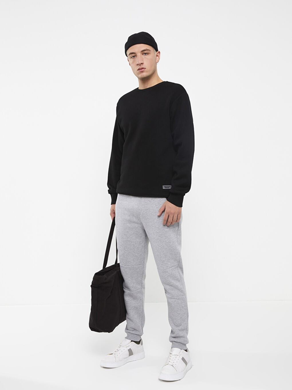 Gri Standart Kalıp Erkek Kalın Jogger Eşofman Altı-1