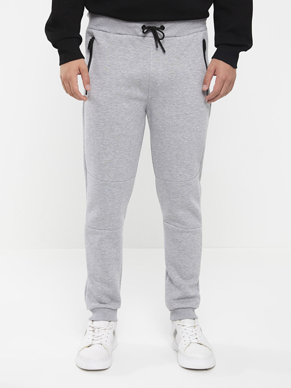 Gri Standart Kalıp Erkek Kalın Jogger Eşofman Altı-2