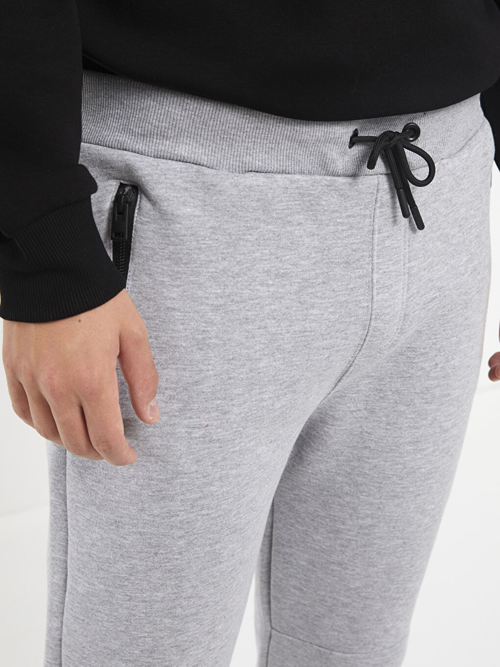 Gri Standart Kalıp Erkek Kalın Jogger Eşofman Altı-3
