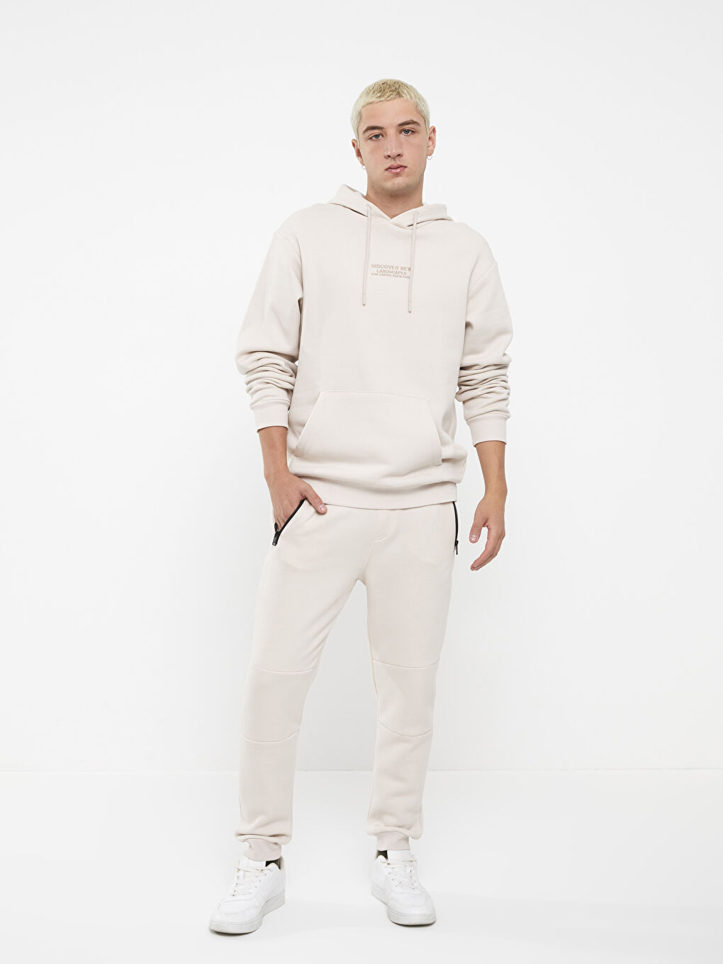 Bej Standart Kalıp Erkek Jogger Eşofman Altı-1