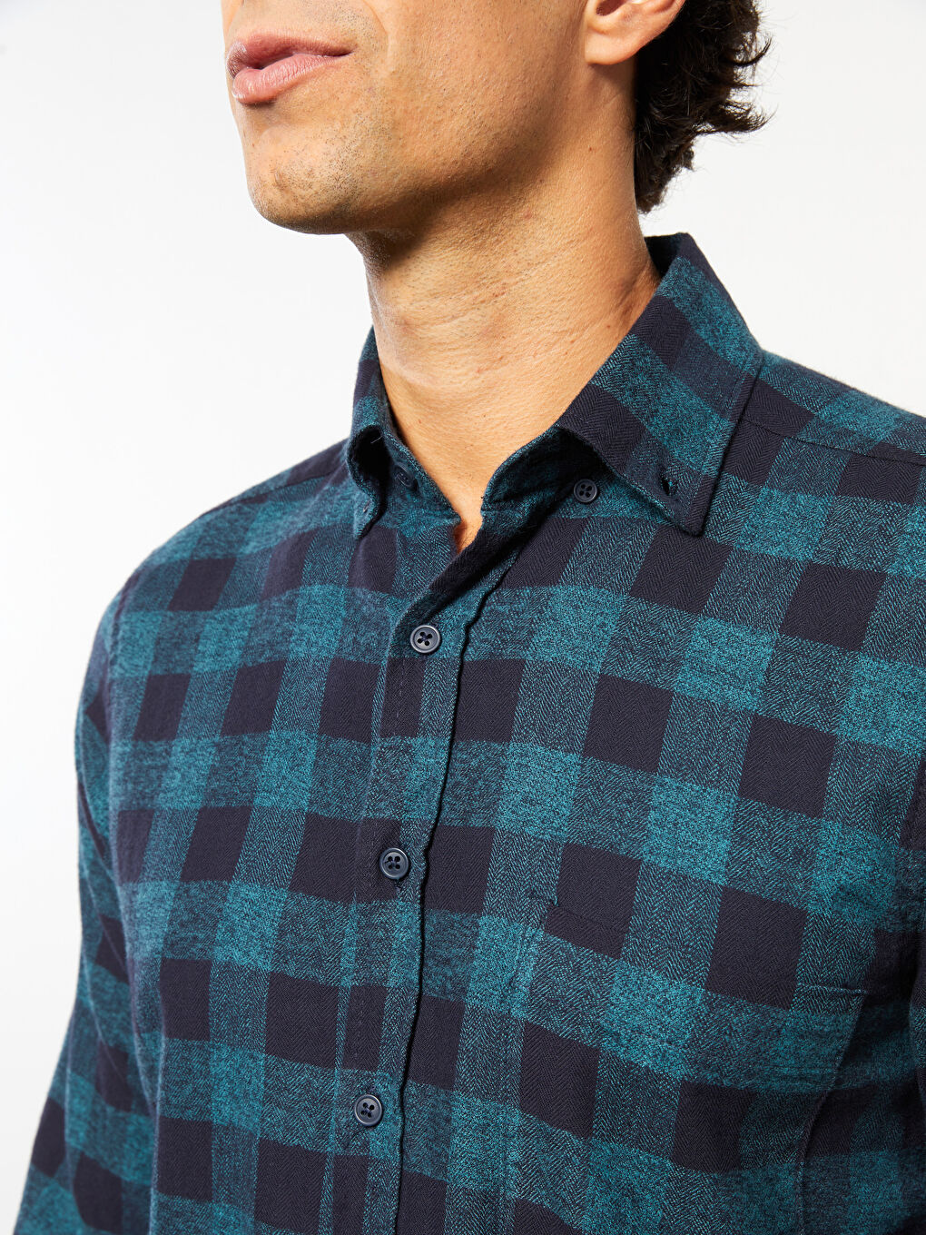 Рубашка в клетку с длинным рукавом стандартного кроя для мужчин-3