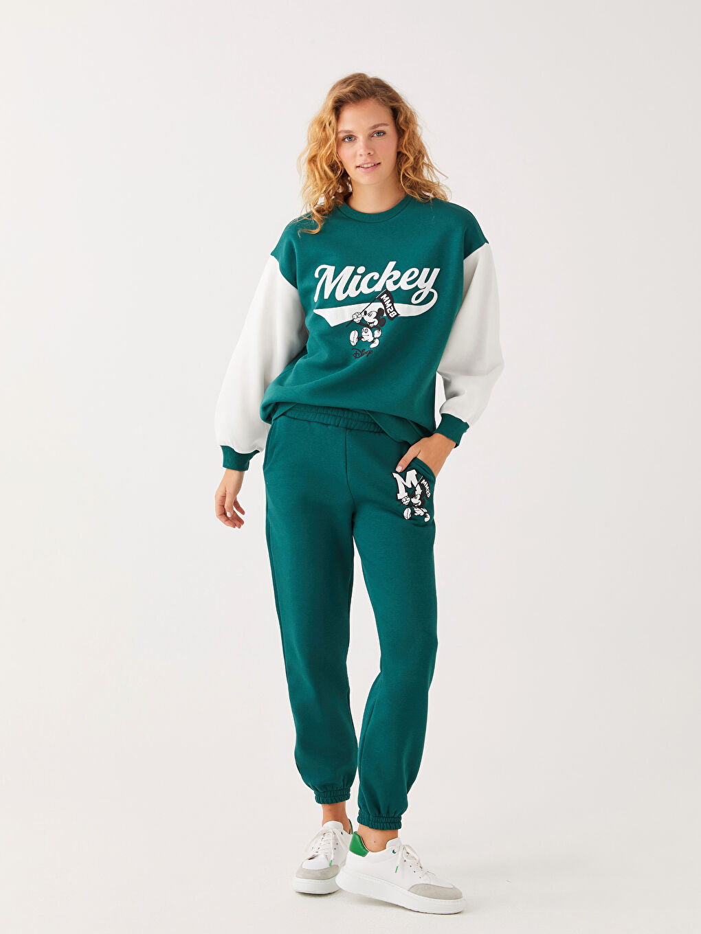 Elastic Waist Mickey Mouse Printed Women's Thick Jogger Sweatpants