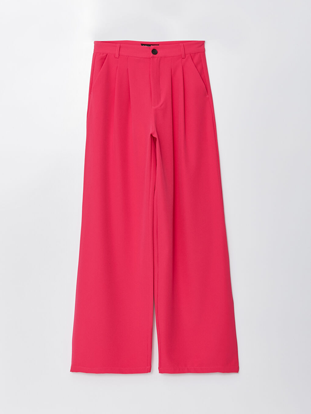 Fuşya Rahat Kalıp Düz Saten Kadın Pantolon-5