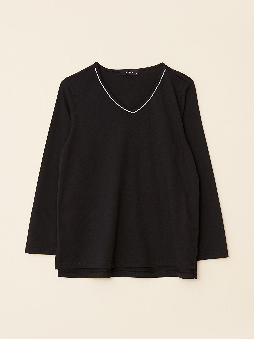 V-Neck Plain Long Sleeve Women's Blouse-6