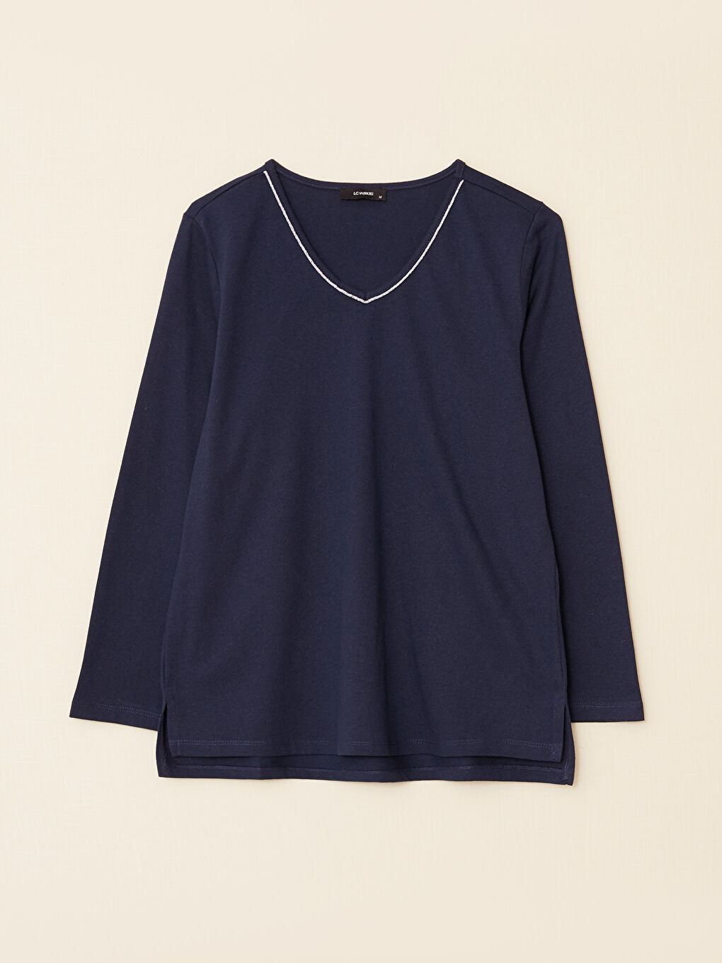 Blouse pour Femmes à Manches Longues et Encolure en V Uni-5