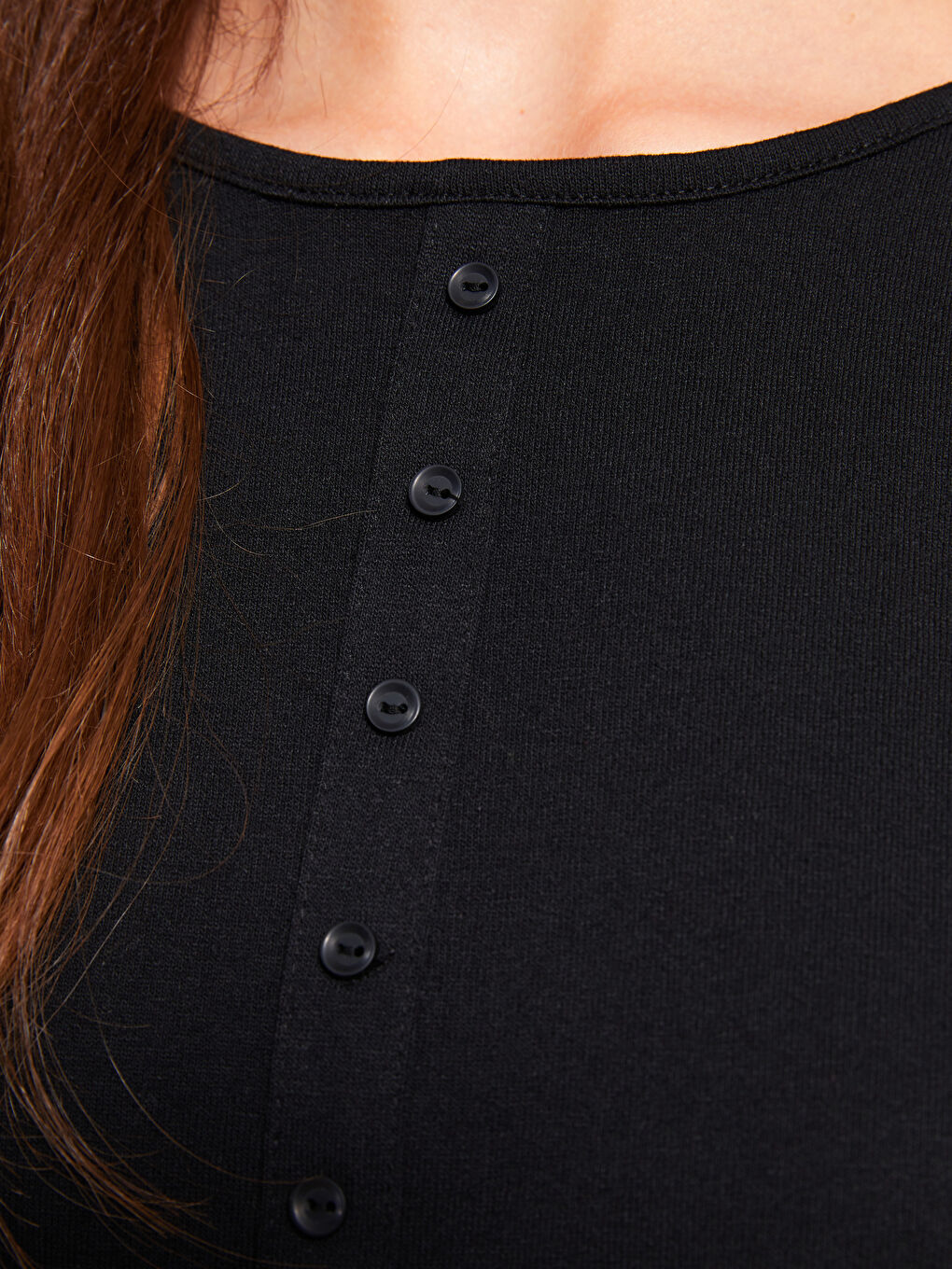 تيشيرت كم طويل سادة بياقة دائرية للسيدات-3